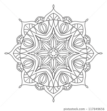 Lineal Flower Mandala. Editable color. Editable background. Lineal Flower Mandala. Editable color. Editable background. 117849656
