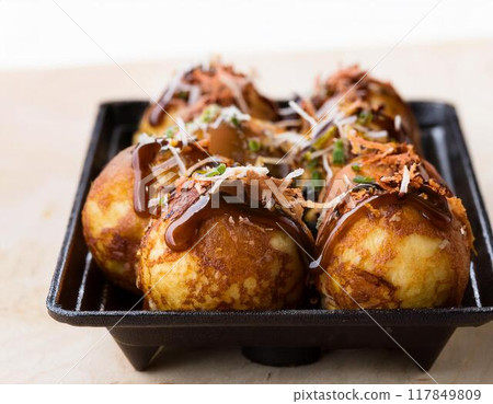 Takoyaki that looks delicious Takoyaki that looks delicious 117849809