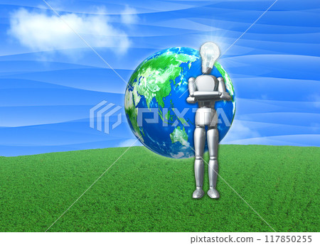 Ideas come to mind on the grassland Ideas come to mind on the grassland 117850255