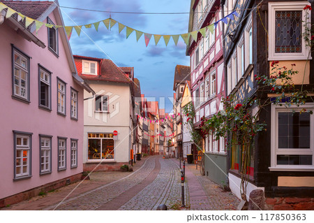 Decorated Street in Old Town, Marburg, Germany 117850363