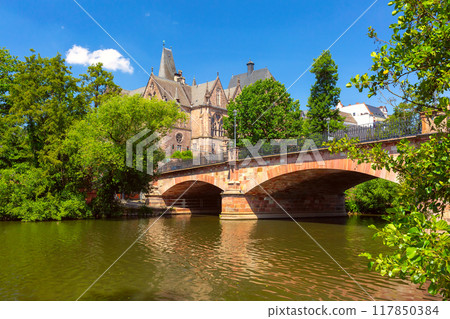 Philipps University and Lahn River, Marburg, Germany 117850384