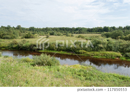 Country landscape with small river Country landscape with small river 117850553