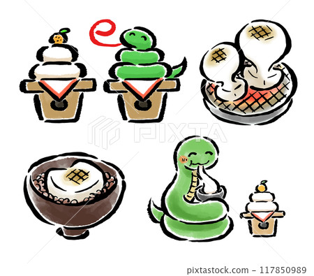 十二生肖（蛇）與麻糬刷觸手繪插圖集 117850989