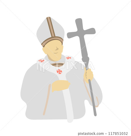 historic bishop man holding cross cane illustration vector isolated on white background 117851032