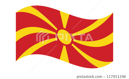Wavy flag of North Macedonia, isolated on transparent background. Flag of the Republic of North Macedonia. Vector illustration Wavy flag of North Macedonia, isolated on transparent background. Flag of the Republic of North Macedonia. Vector illustration 117851296