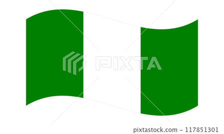 Wavy flag of Nigeria, isolated on transparent background. Flag of the Federal Republic of Nigeria. Vector illustration Wavy flag of Nigeria, isolated on transparent background. Flag of the Federal Republic of Nigeria. Vector illustration 117851301