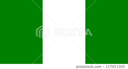 The official national flag of Nigeria. Flag of the Federal Republic of Nigeria. Vector illustration 117851305