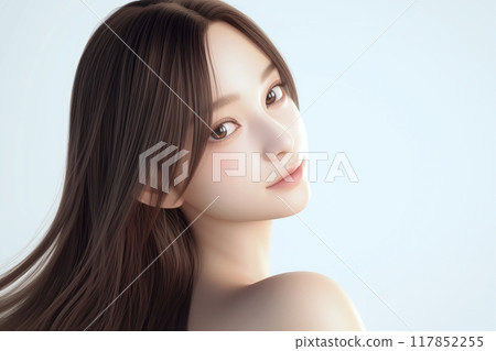 AI-generated image of a beautiful woman with long hair AI-generated image of a beautiful woman with long hair 117852255