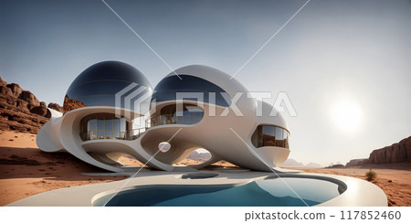 Futuristic, modern pool home in the desert southwest with elegant design. 117852460