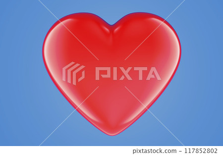 Red heart on blue background, 3D rendering 117852802