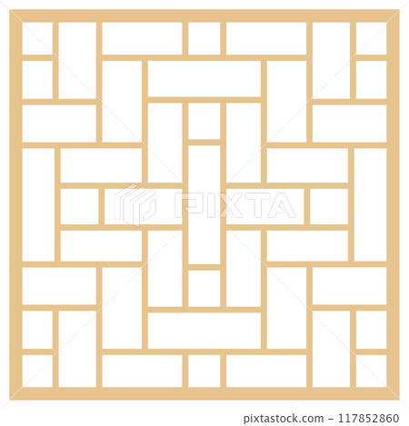亞洲風格窗框和家具中使用的圖案和裝飾的向量插圖 117852860