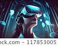Female using VR, metaverse generative AI 117853005