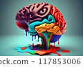 Liquid brain, creativity concept. Colorful generative ai 117853006