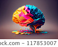 Abstract Brain Design, rainbow colors generative ai 117853007