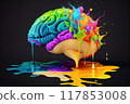 Colorful brain with ideas, generative AI 117853008