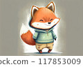 Cute fox character design full body, generative AI 117853009