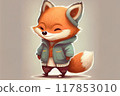 Cute fox character design full body, generative AI 117853010