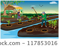 agriculturist planting young coconuts vector design 117853016