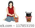 isolated woman cooking on white background vector design 117853150