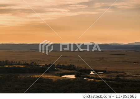 Evening scenery of Kushiro Marsh Evening scenery of Kushiro Marsh 117853663