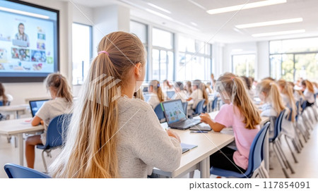 Diverse Group of Students Engaged in a Technology-Driven Classroom Learning Environment Diverse Group of Students Engaged in a Technology-Driven Classroom Learning Environment 117854091