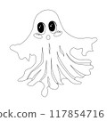 Coloring page cute ghost with big eyes, Halloween character, scary. 117854716