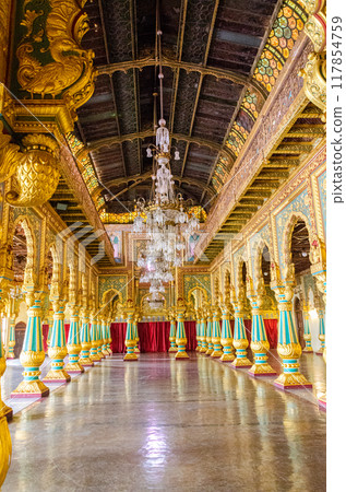 Magnificent view of the interior of Mysore Palace 117854759