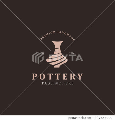 Pottery logo design handmade, creative traditional mug craft concept inspiration nature workshop Pottery logo design handmade, creative traditional mug craft concept inspiration nature workshop 117854990