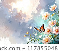 Pale pastel flowers and butterflies 3 - Perfect for wallpapers 117855048
