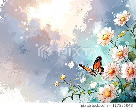 Pale pastel flowers and butterflies 3 - Perfect for wallpapers Pale pastel flowers and butterflies 3 - Perfect for wallpapers 117855048