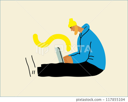 Creative workspace, modern flat vector concept illustration of a woman working sitting with a computer Remote work, flexibility, independence, efficiency, mobility, synergy, freedom Creative workspace, modern flat vector concept illustration of a woman working sitting with a computer Remote work, flexibility, independence, efficiency, mobility, synergy, freedom 117855104
