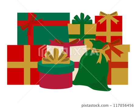 Illustration of lots of Christmas presents 117856456