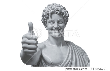 hand raising thumb finger in white background 117856729