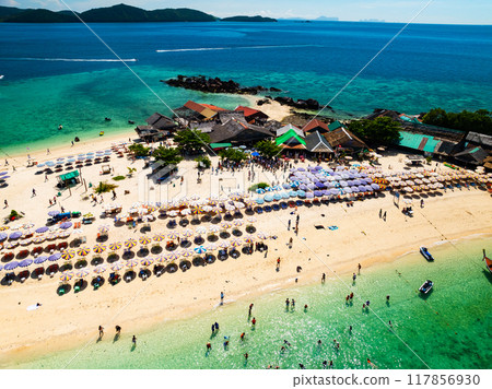 Aerial view drone shot of Amazing small island beautiful tropical sandy beach landscape view at koh Khai maew Island in Phang Nga Thailand,Amazing small island Aerial view drone shot of Amazing small island beautiful tropical sandy beach landscape view at koh Khai maew Island in Phang Nga Thailand,Amazing small island 117856930
