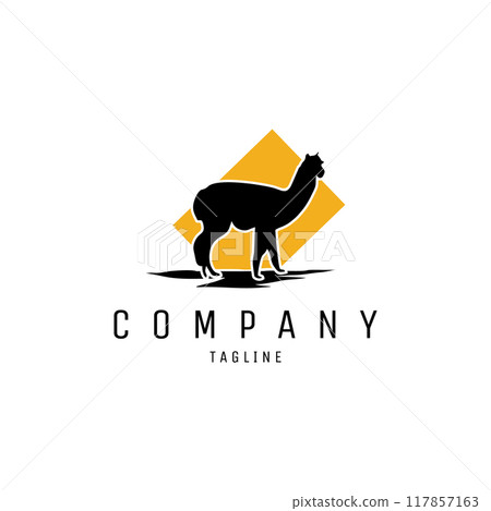 Vector alpaca animal logo isolated white background view from side. vector illustration available in eps 10. 117857163