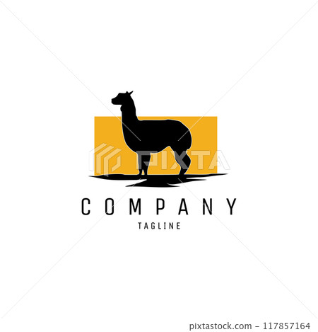 silhouette alpaca animal logo. isolated white background view from side. Best for logo, badge, emblem, icon, sticker design, animal industry. available in eps 10. 117857164