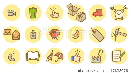 Misaligned hand-drawn icon set 117858078