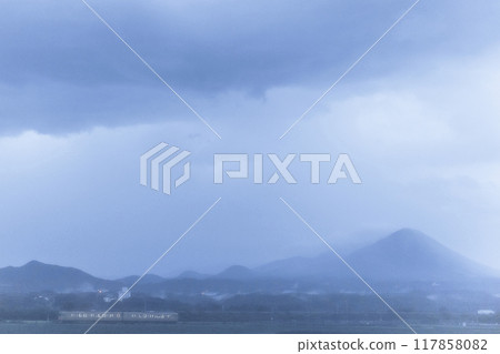 Train running through the fog Train running through the fog 117858082