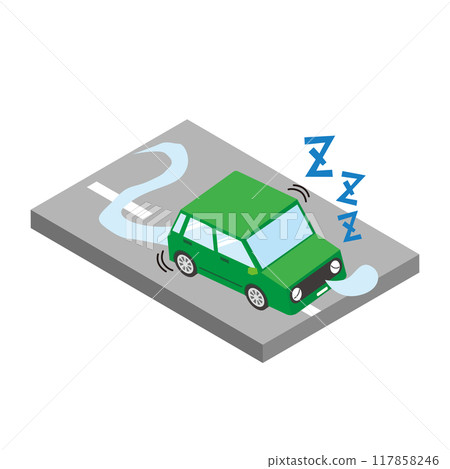 A car driven by a sleepy driver 117858246