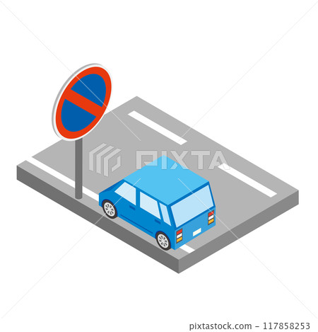 一輛違規停車的汽車的圖像插圖 117858253