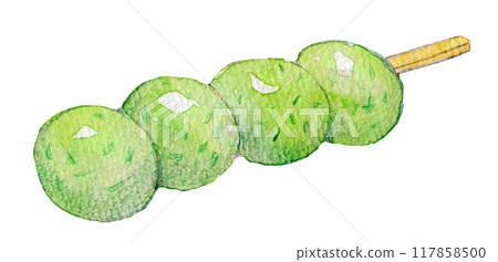 水彩插圖美味艾蒿餃子 水彩插圖美味艾蒿餃子 117858500