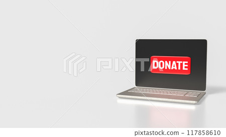 The Donate on red button on laptop 3d rendering 117858610