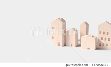 The wood building on white background for property concept 3d rendering. The wood building on white background for property concept 3d rendering. 117858617