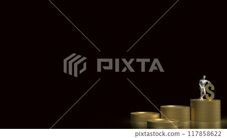 The man and gold coins for Business concept 3d rendering. The man and gold coins for Business concept 3d rendering. 117858622
