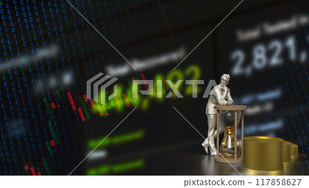 The man and sand clock for Business concept 3d rendering. The man and sand clock for Business concept 3d rendering. 117858627