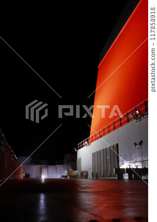 The rear deck and funnel of the ferry at night (Mitsui O.S.K. Lines Sunflower) The rear deck and funnel of the ferry at night (Mitsui O.S.K. Lines Sunflower) 117858918