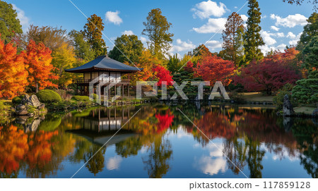 Aerial view of autumn mountain range 117859128