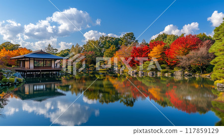 Aerial view of autumn mountain range 117859129