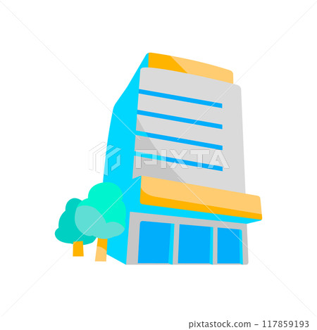 有行道樹的建築物的插圖 117859193