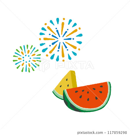 Fire and watermelon illustration 117859298